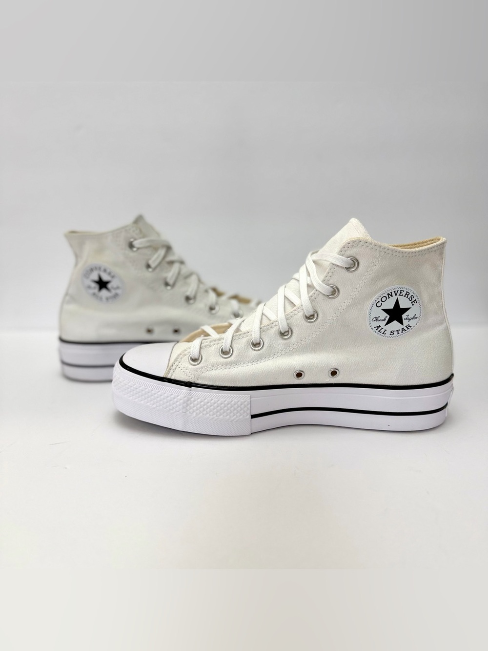 Converse White High Top Platform Chuck Taylor Sneakers Size 10 Women